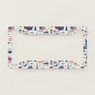 Patriotic Icons - Statue of Liberty, Flag (2) License Plate Frame