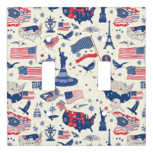 Patriotic Icons - Statue of Liberty, Flag (2) Light Switch Cover