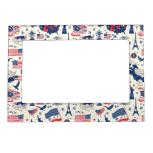 Patriotic Icons - Statue of Liberty, Flag (2) Magnetic Frame