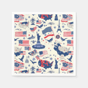 Patriotic Icons - Statue of Liberty, Flag (2) Napkins