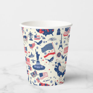 Patriotic Icons - Statue of Liberty, Flag (2) Paper Cups