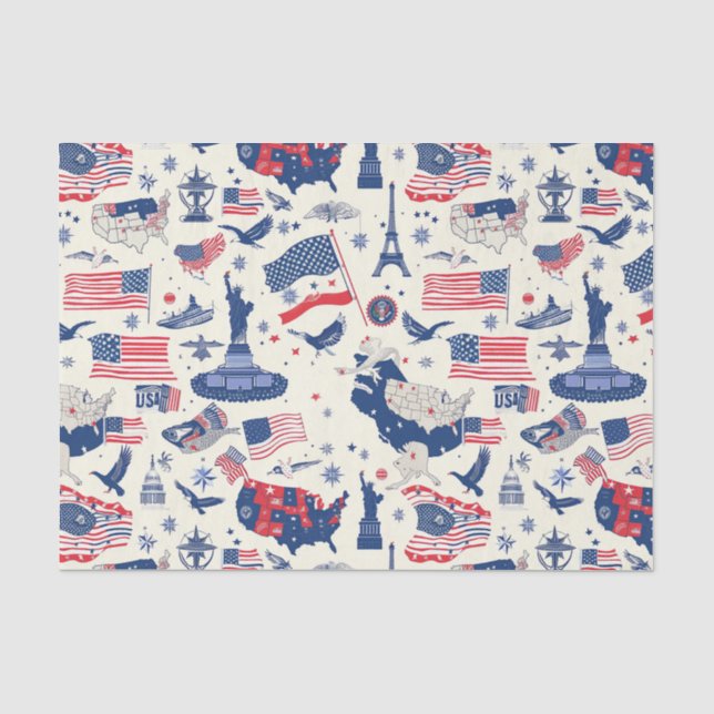 Patriotic Icons - Statue of Liberty, Flag (2) Tissue Paper (Front)
