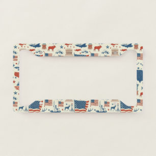 Patriotic Icons - Statue of Liberty, Flag (3) License Plate Frame