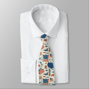 Patriotic Icons - Statue of Liberty, Flag (3) Neck Tie
