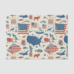 Patriotic Icons - Statue of Liberty, Flag (3) Tissue Paper