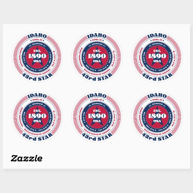 Patriotic Idaho Circle Design Sticker (Sheet)