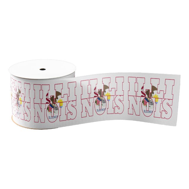 Patriotic Illinois state flag typography design Grosgrain Ribbon (Spool)