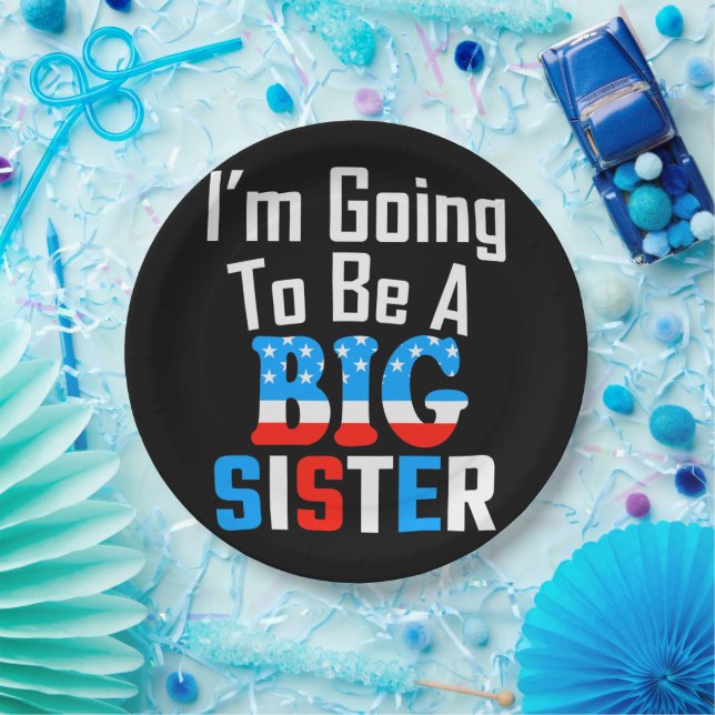 Patriotic I'm Going To Be A Big Sister Paper Plates (Party)