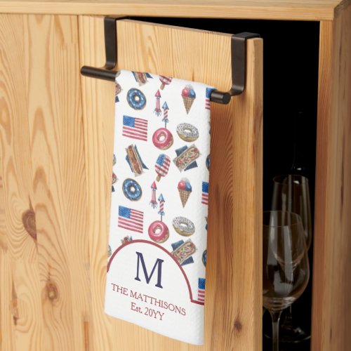 Patriotic Independence Day 4th of July Pattern  Kitchen Towel