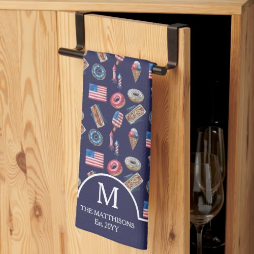 Patriotic Independence Day 4th of July Pattern  Kitchen Towel