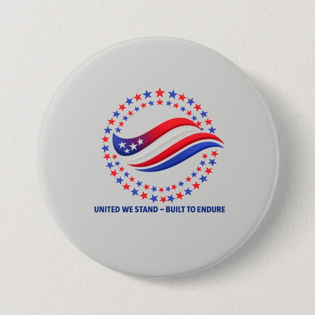 Patriotic Independence Day Apparel USA Stars Circl Button (Front)