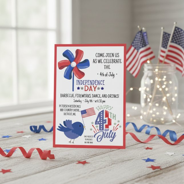 Patriotic Independence Day Celebration Invite (Red, white, and blue celebrations start here.)