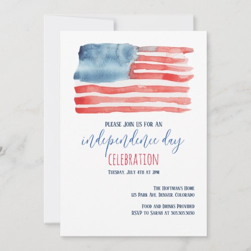 Patriotic Independence Day Flag Invitation