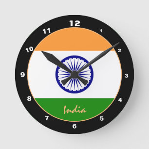 Patriotic Indian Flag, India trendy Home / design Round Clock