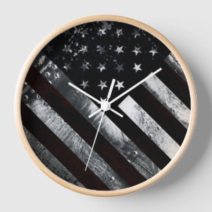 Patriotic Industrial American Flag Clock