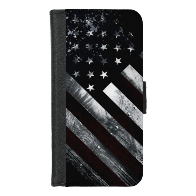Patriotic Industrial American Flag iPhone Wallet Case (Front)