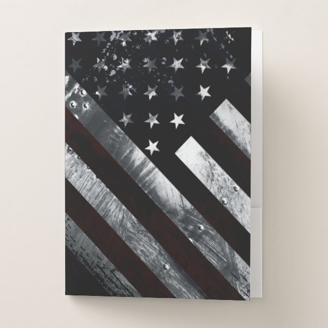 Patriotic Industrial American Flag Pocket Folder (Front)