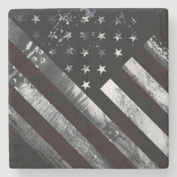 Patriotic Industrial American Flag Stone Coaster by KDRDZINES at Zazzle