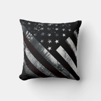 Patriotic Industrial American Flag Throw Pillow