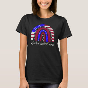 Patriotic Infection Control Nurse American Flag Ra T-Shirt