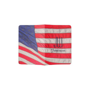 Patriotic Initials Passport Holder, American Flag Passport Holder