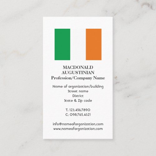 Patriotic  IRELAND FLAG  Photo Business Card