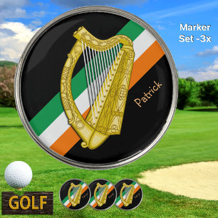 Patriotic Ireland Golf Ball Marker, Irish Harp Marker