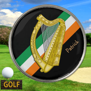 Patriotic Ireland Golf Ball Marker, Irish Harp Marker