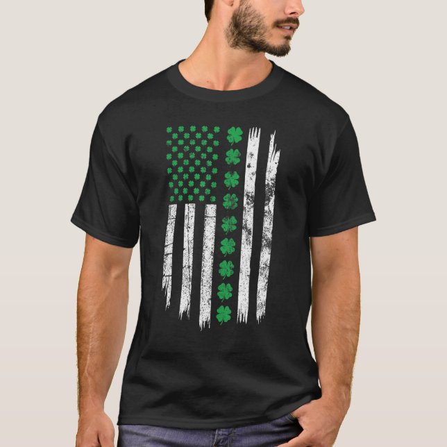 Patriotic Irish American Flag Patricks day Ireland T-Shirt (Front)