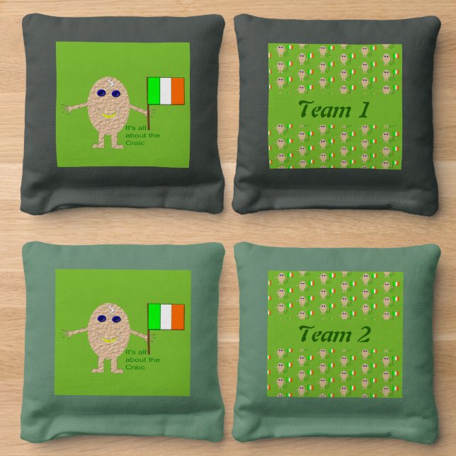 Patriotic Irish Egg Custom Cornhole Bags (Wood)