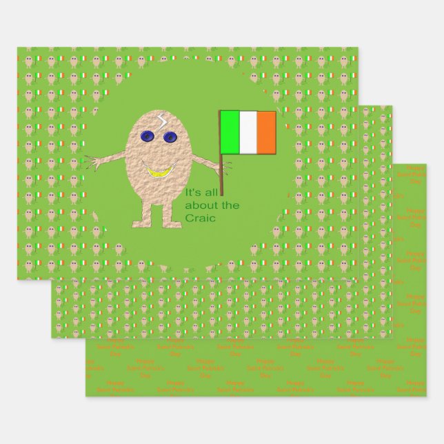 Patriotic Irish Egg Custom Wrapping Paper Sheets (Set)