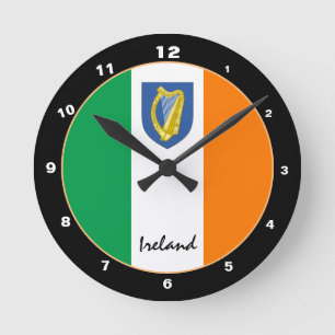 Patriotic Irish Flag, trendy Ireland Home /design Round Clock