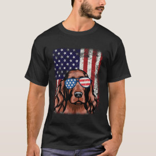 Patriotic Irish Setter American Flag Dog T-Shirt