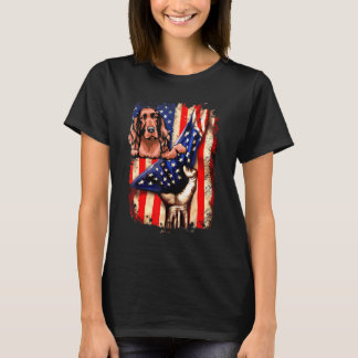 Patriotic Irish Setter American Flag Dog T-Shirt