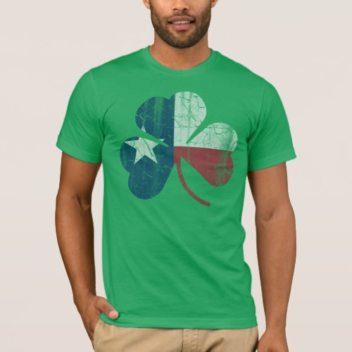 Patriotic Irish Texas Flag Shamrock Vintage Fade T_Shirt