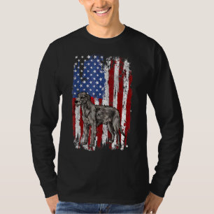 Patriotic Irish Wolfhound American Flag 4th Of Jul T-Shirt