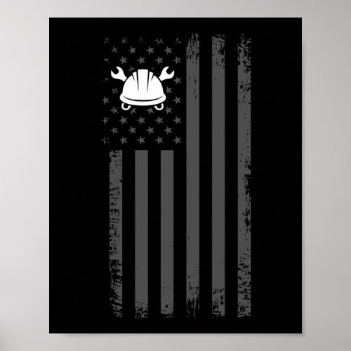Patriotic Ironworker Construction American Flag Poster