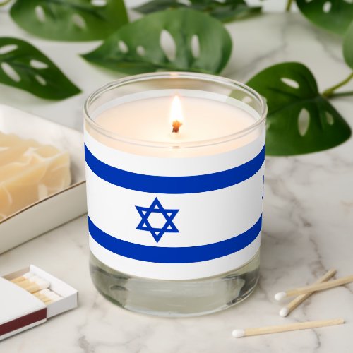 Patriotic Israel Flag Blue White Titled Pattern Scented Candle