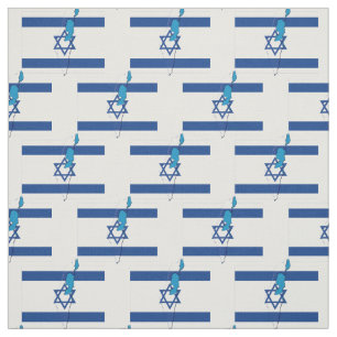 Patriotic ISRAEL FLAG Map Outline Fabric