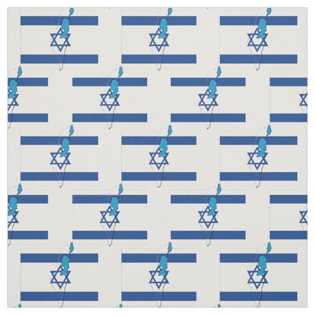 Patriotic ISRAEL FLAG Map Outline Fabric (Swatch)