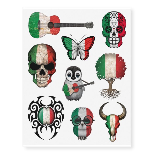 Patriotic Italian Flags Collection Temporary Tattoos (Front)