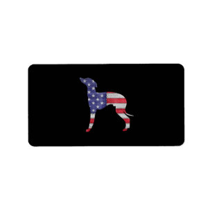 patriotic italian greyhound american flag embroide label