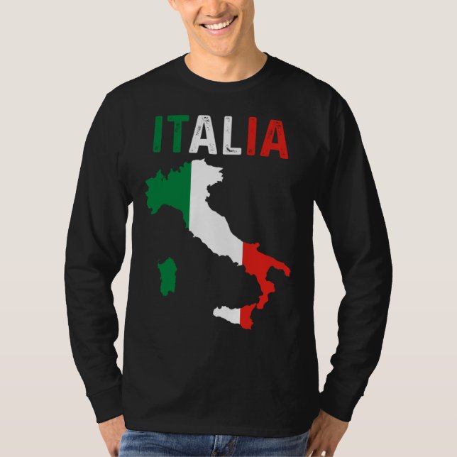 Patriotic Italian Roots Europe Traveler Italy Map  T-Shirt (Front)