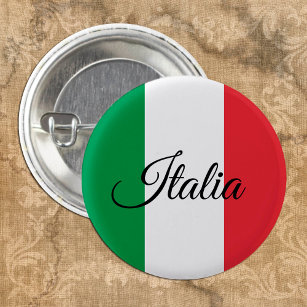 Patriotic Italy button, Italian Flag travel /sport Button