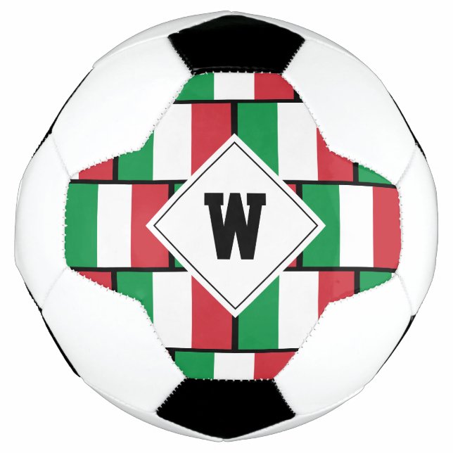 Patriotic ITALY FLAG Monogram Soccer Ball (Front)