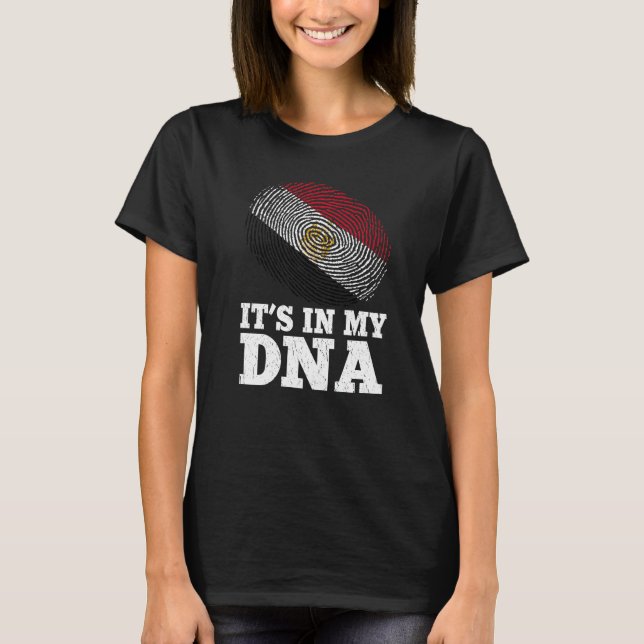 Patriotic It's In My Dna Fingerprint Egypt Flag T-Shirt (Front)