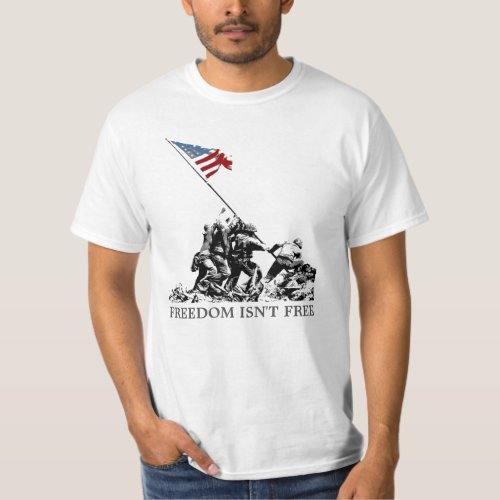 Patriotic Iwo Jima American Flag Freedom WWII T_Shirt