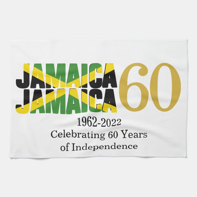 Patriotic JAMAICA 60th Anniversary Independence Kitchen Towel (Horizontal)