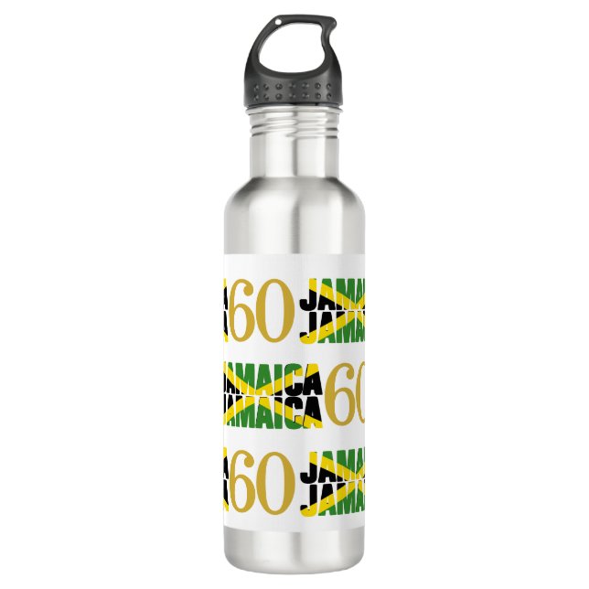 Patriotic JAMAICA 60th Anniversary Stainless Steel Water Bottle (Front)