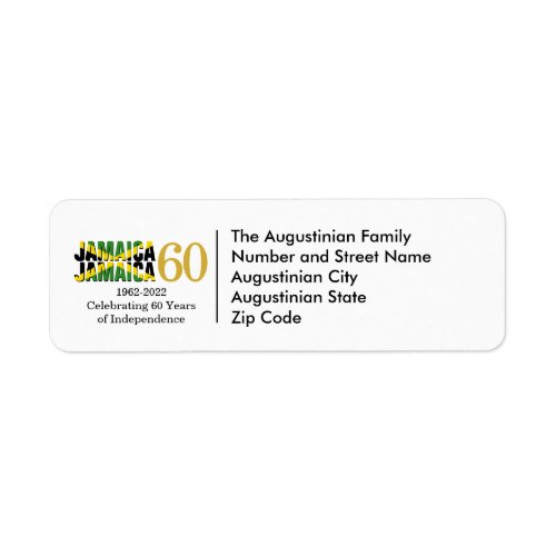 Patriotic JAMAICA 60th Year Independence Address Label